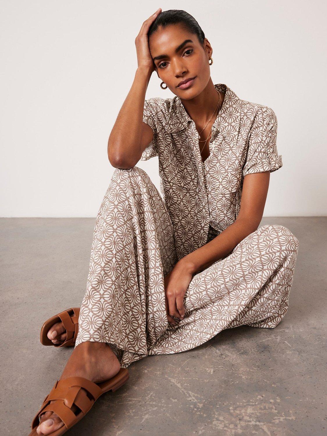 Mint Velvet Tile Print Loose Fit Shirt, Brown