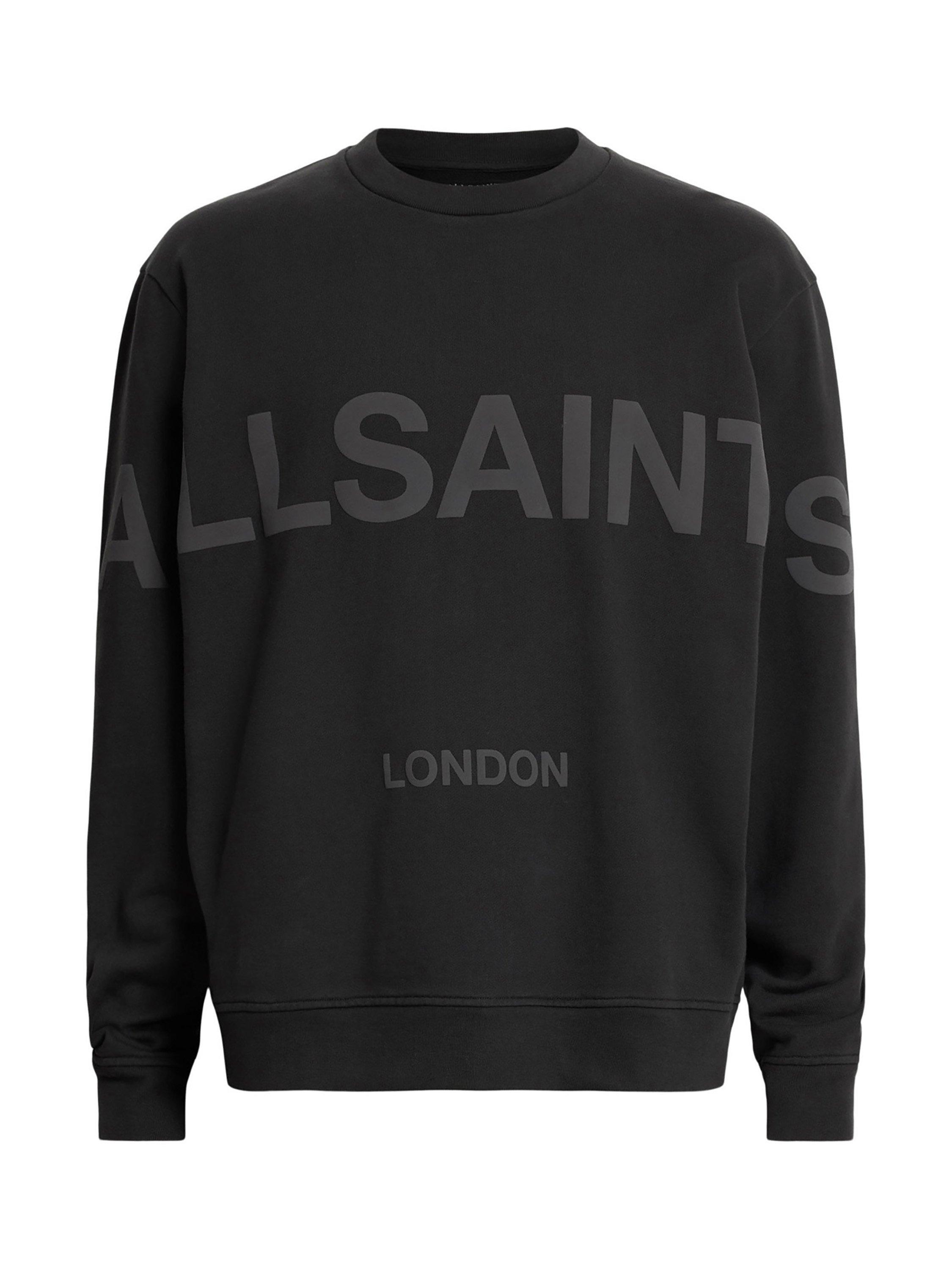 Product image 4 of 6, which shows AllSaints Biggy Organic Cotton Crew Neck Sweatshirt, Jet Black, L
