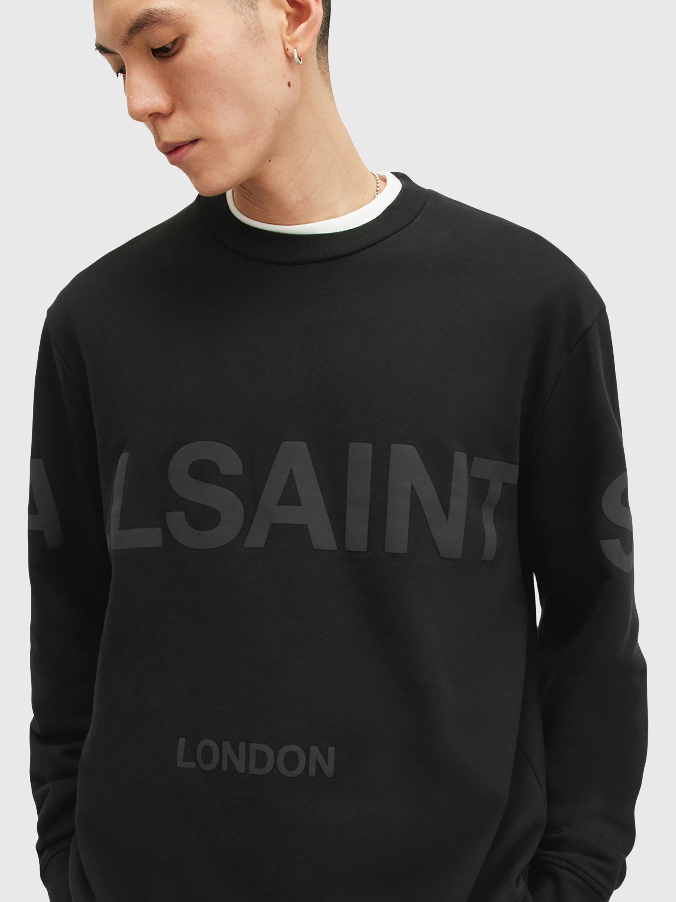 Product image 5 of 6, which shows AllSaints Biggy Organic Cotton Crew Neck Sweatshirt, Jet Black, L