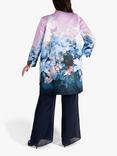 chesca Longline Floral Satin Coat, Lilac/Blue