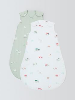 John Lewis Little Farm Baby Sleeping Bag, 2.5 Tog, Pack of 2, Multi, Multi