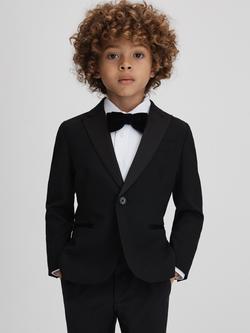 Reiss Kids' Knightsbridge Tuxedo Satin Single Breasted Blazer, Black, Black