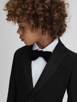 Reiss Kids' Knightsbridge Tuxedo Satin Single Breasted Blazer, Black - view 2, Black