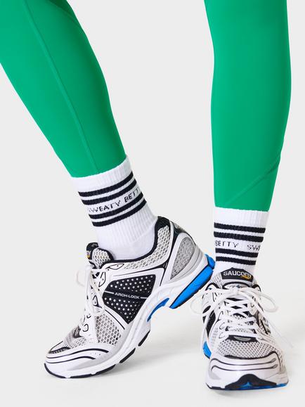 Sweaty Betty Varsity Slogan Organic Cotton Blend Socks - view 2, White/Black