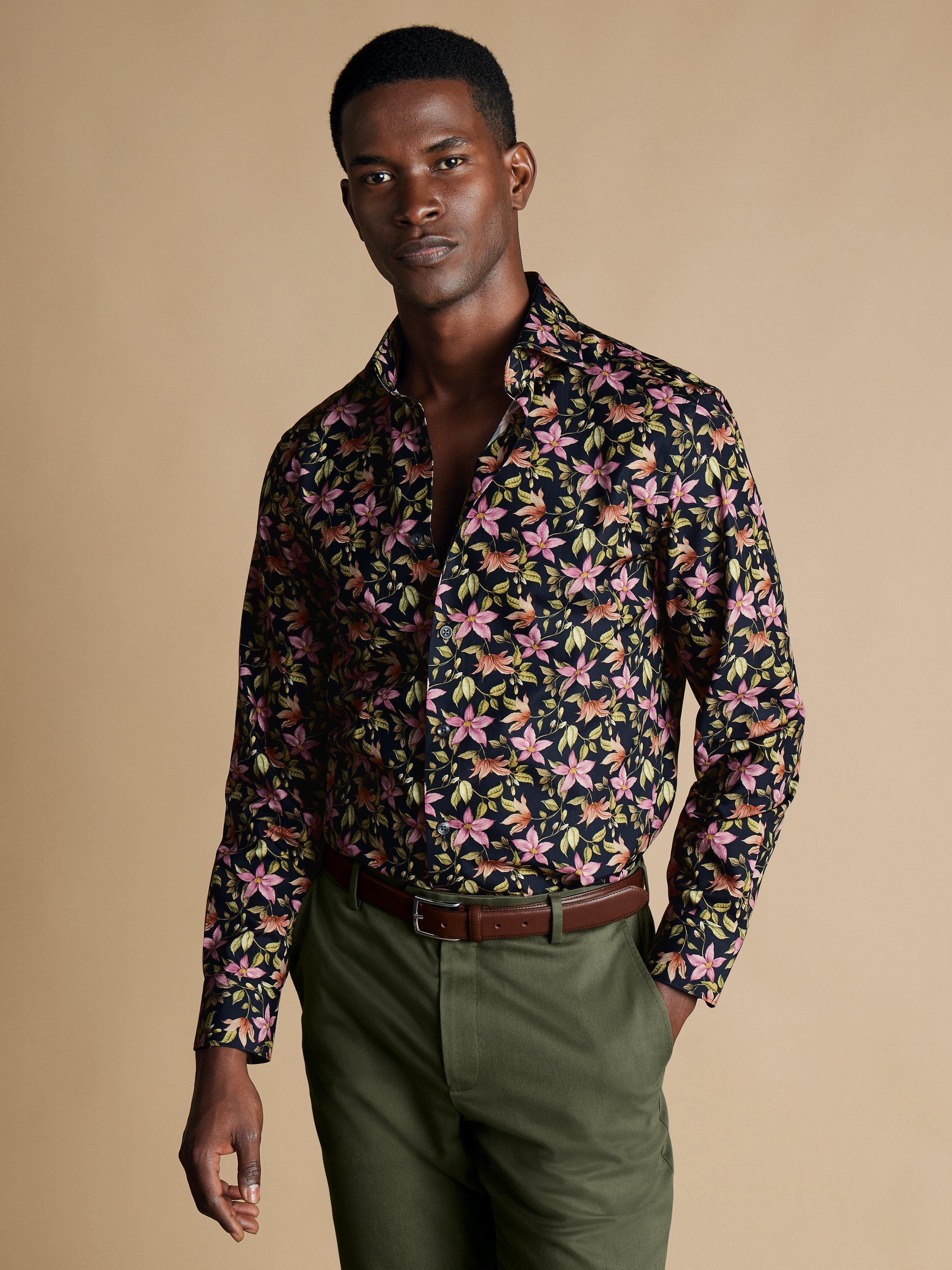 Charles Tyrwhitt Large Floral Liberty Print Slim Fit Shirt, Navy/Multi