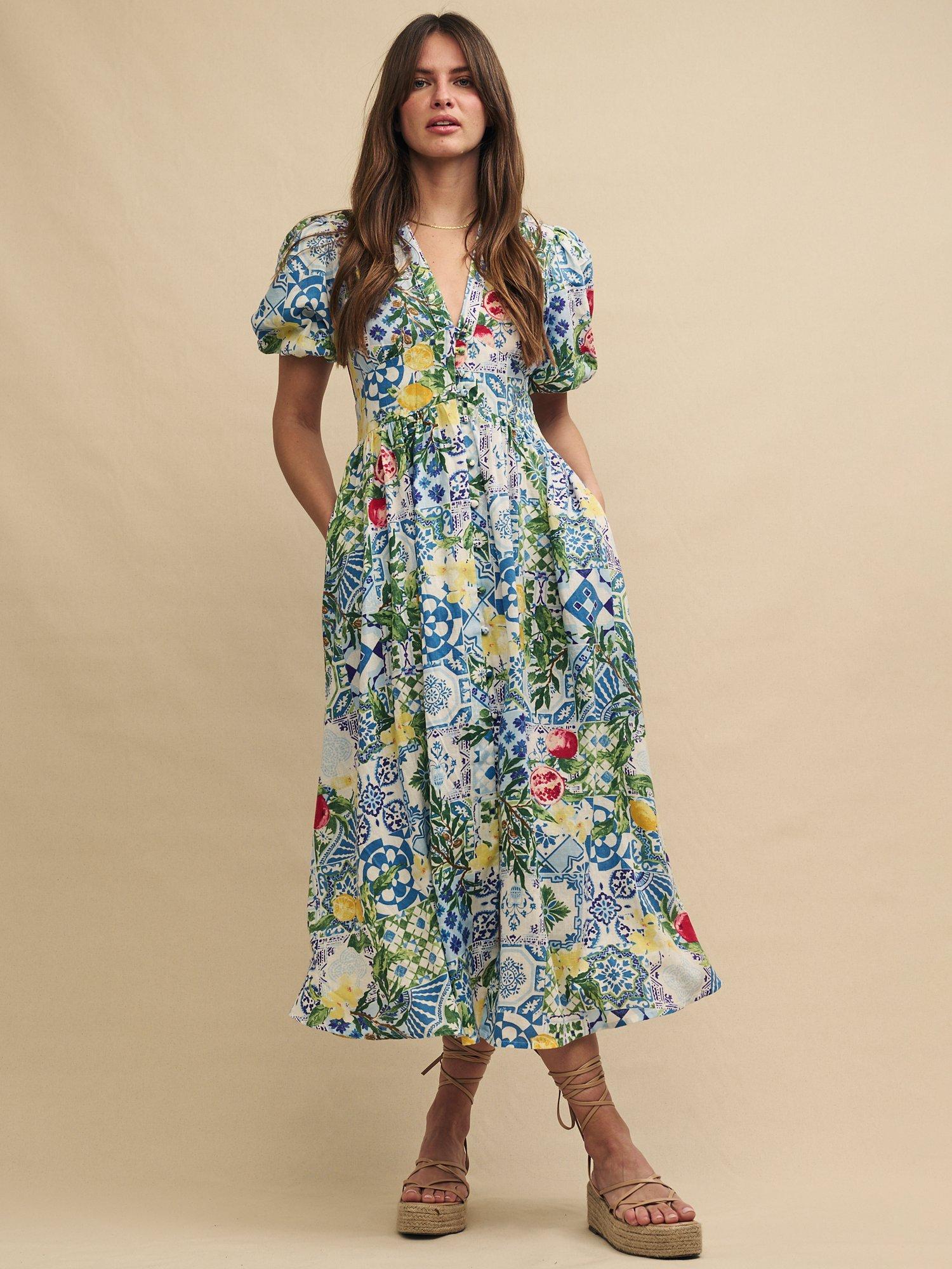 Nobody's Child Starlight Midaxi Dress, Faro Tile Fruit