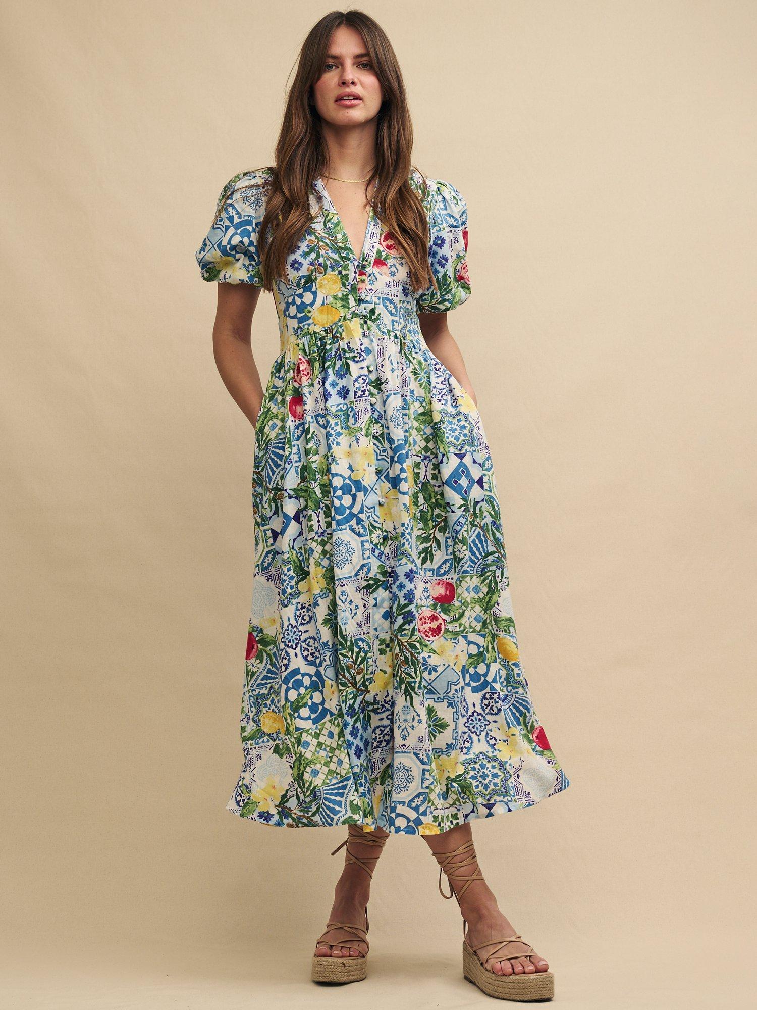 Nobody's Child Petite Starlight Faro Tile Fruit Midi Dress, Multi