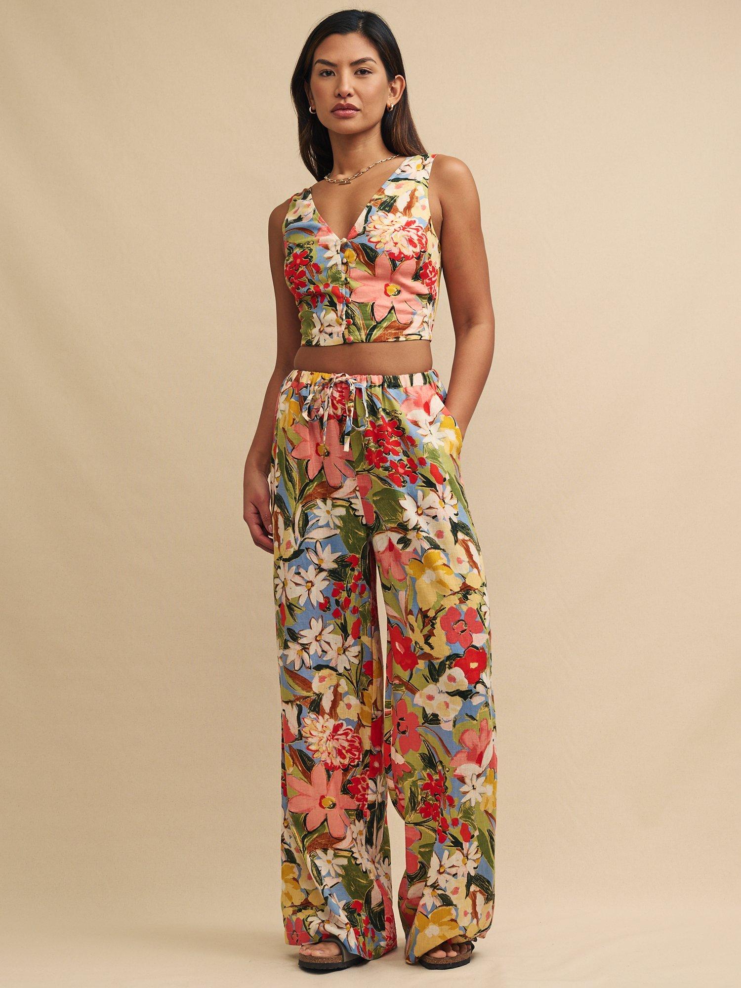 Nobody s Child x Happy Place by Fearne Cotton Petite Reese Mykonos Bloom Trousers, Multi