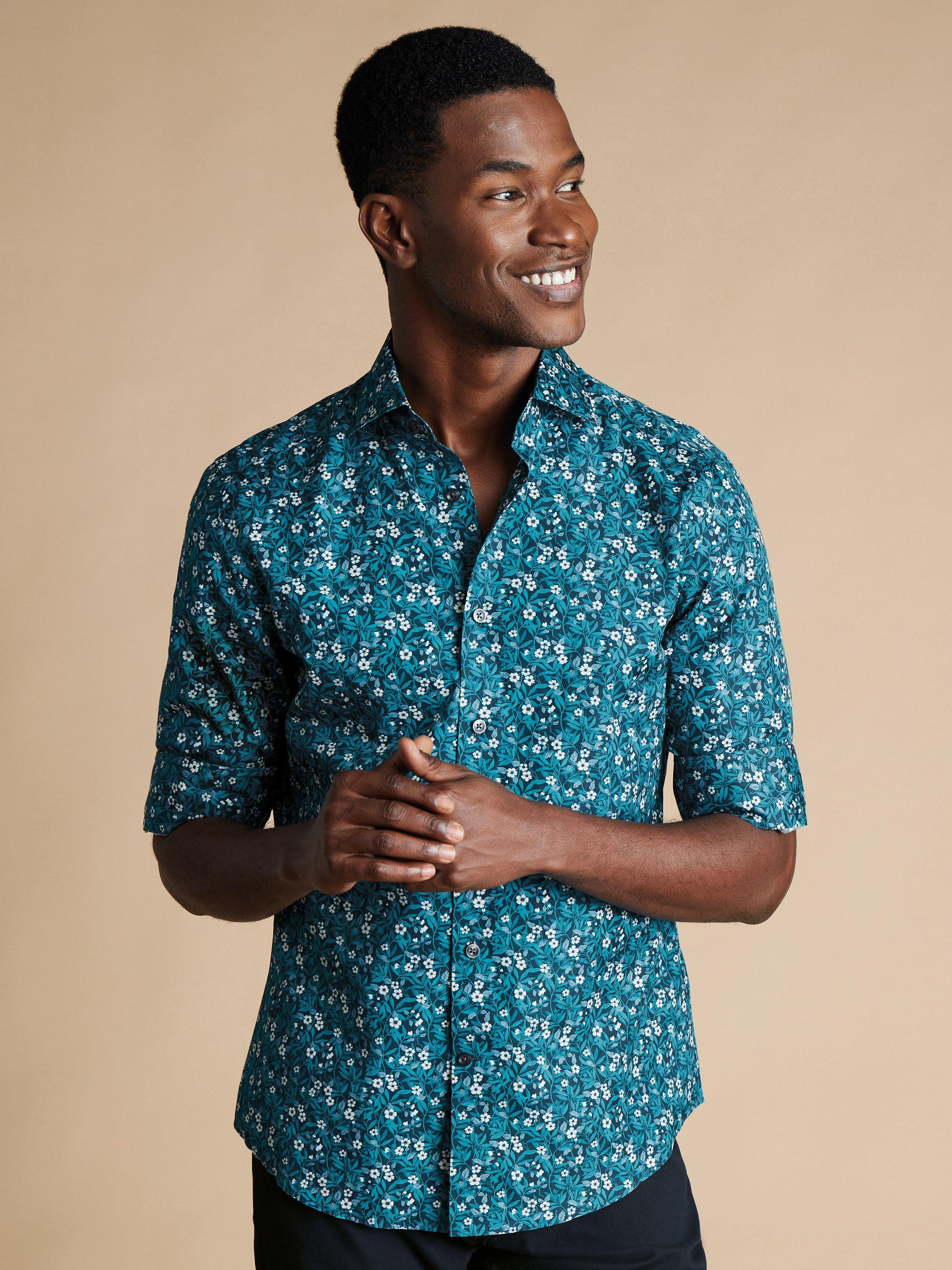 Charles Tyrwhitt Floral Liberty Print Slim Fit Shirt, Atlantic Green