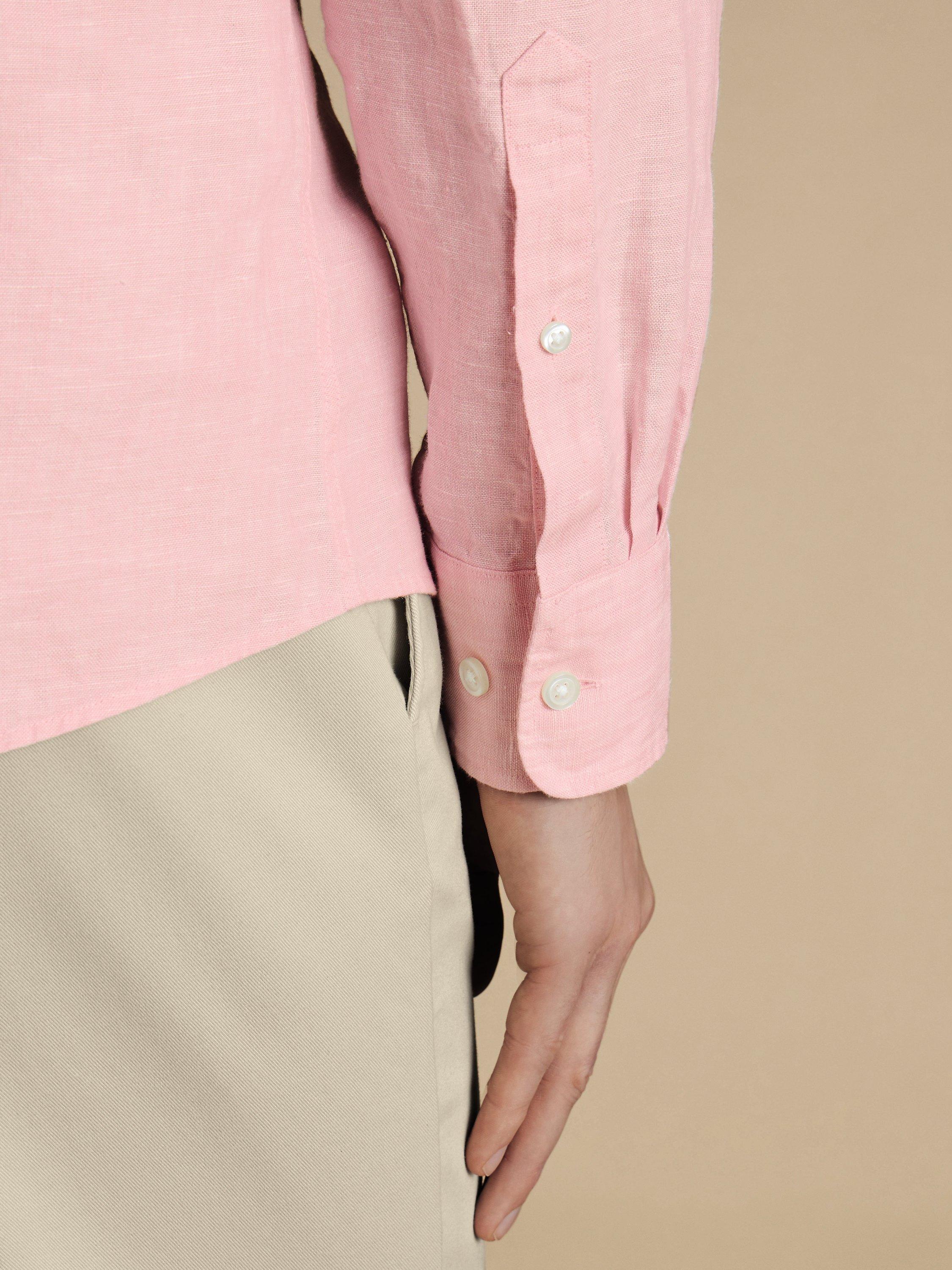 Product image 3 of 6, which shows Charles Tyrwhitt Slim Fit Linen Shirt, Pink, S