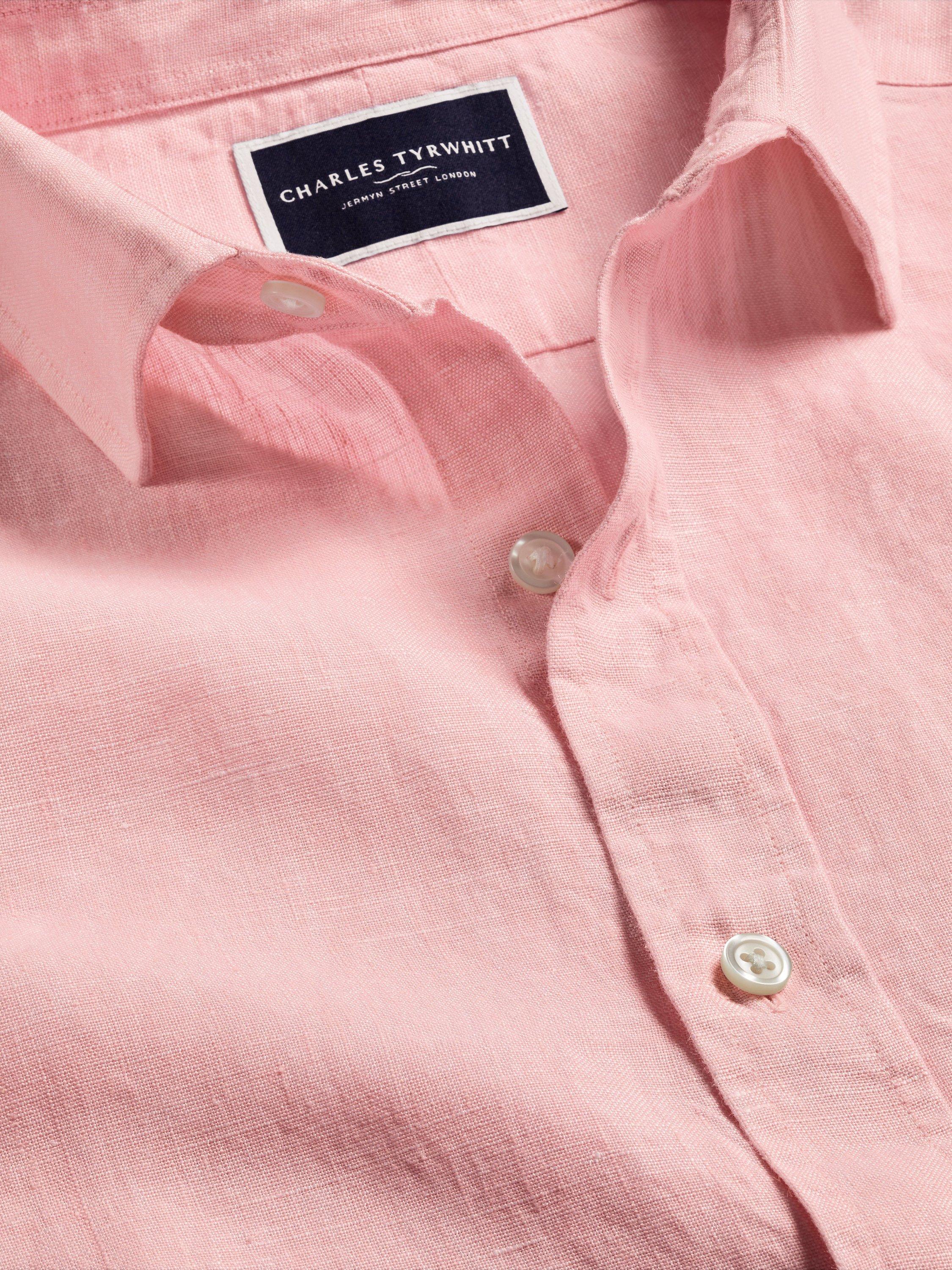 Product image 4 of 6, which shows Charles Tyrwhitt Slim Fit Linen Shirt, Pink, S