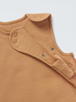 John Lewis Baby Ribbed Cotton Sleeping Bag, 2.5 Tog - view 2, Sand