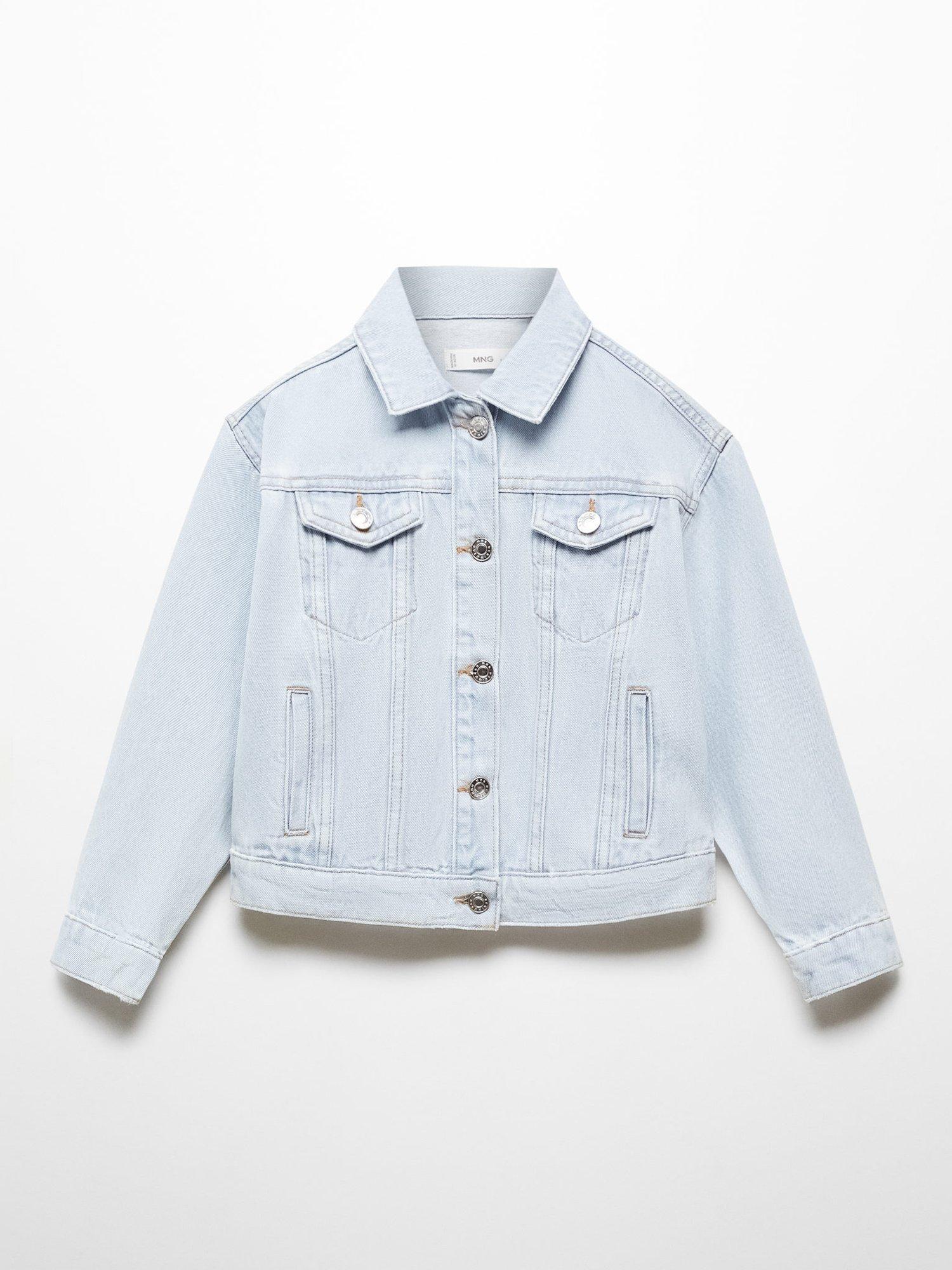 Mango Kids' Alice Denim Jacket, Open Blue