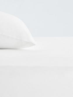 John Lewis Soft & Silky Cotton 600 Thread Count Fitted Sheet, White, White