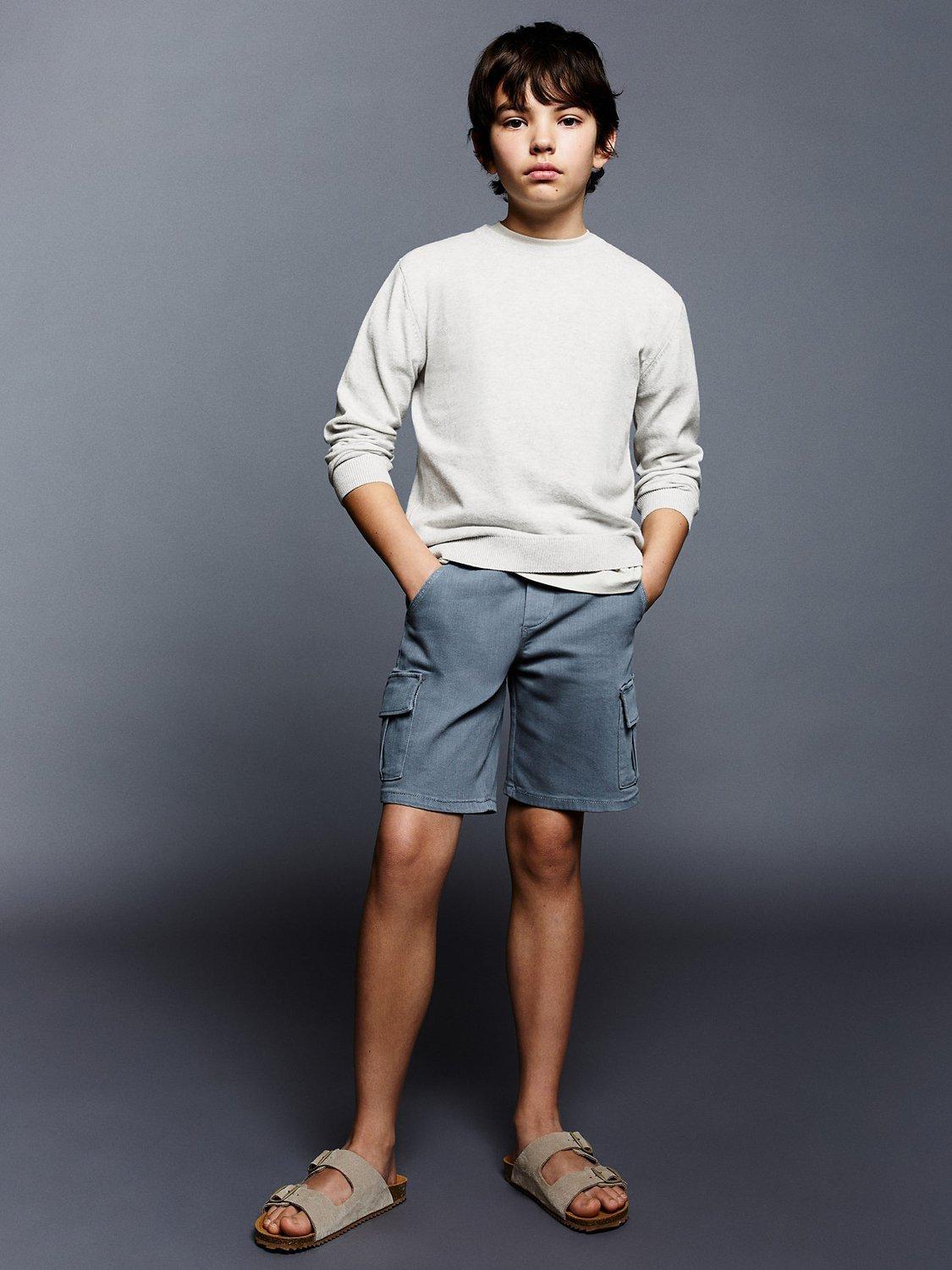 Mango Kids' Dingo Cotton Fine Knit Jumper, Light Pastel Grey