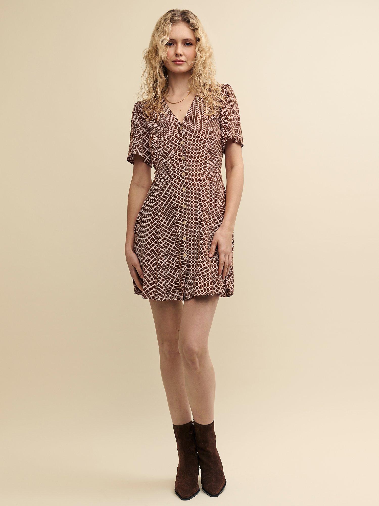Nobody's Child Ellen Kez Geometric Print Mini Dress, Orange/Multi