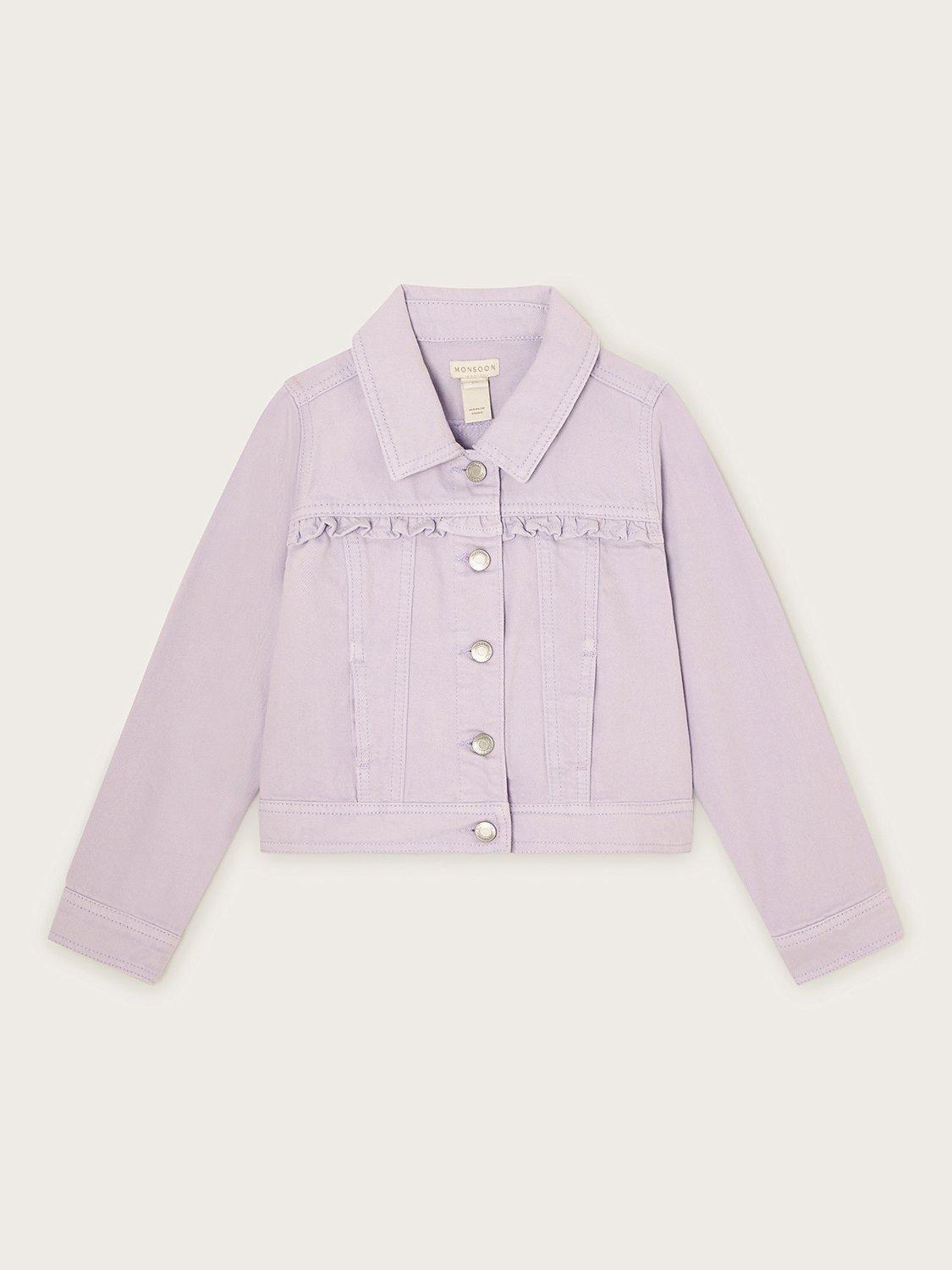 Monsoon Kids' Frill Denim Jacket, Lilac