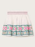 Monsoon Kids' Tropical Embroidered Skirt, White/Multi