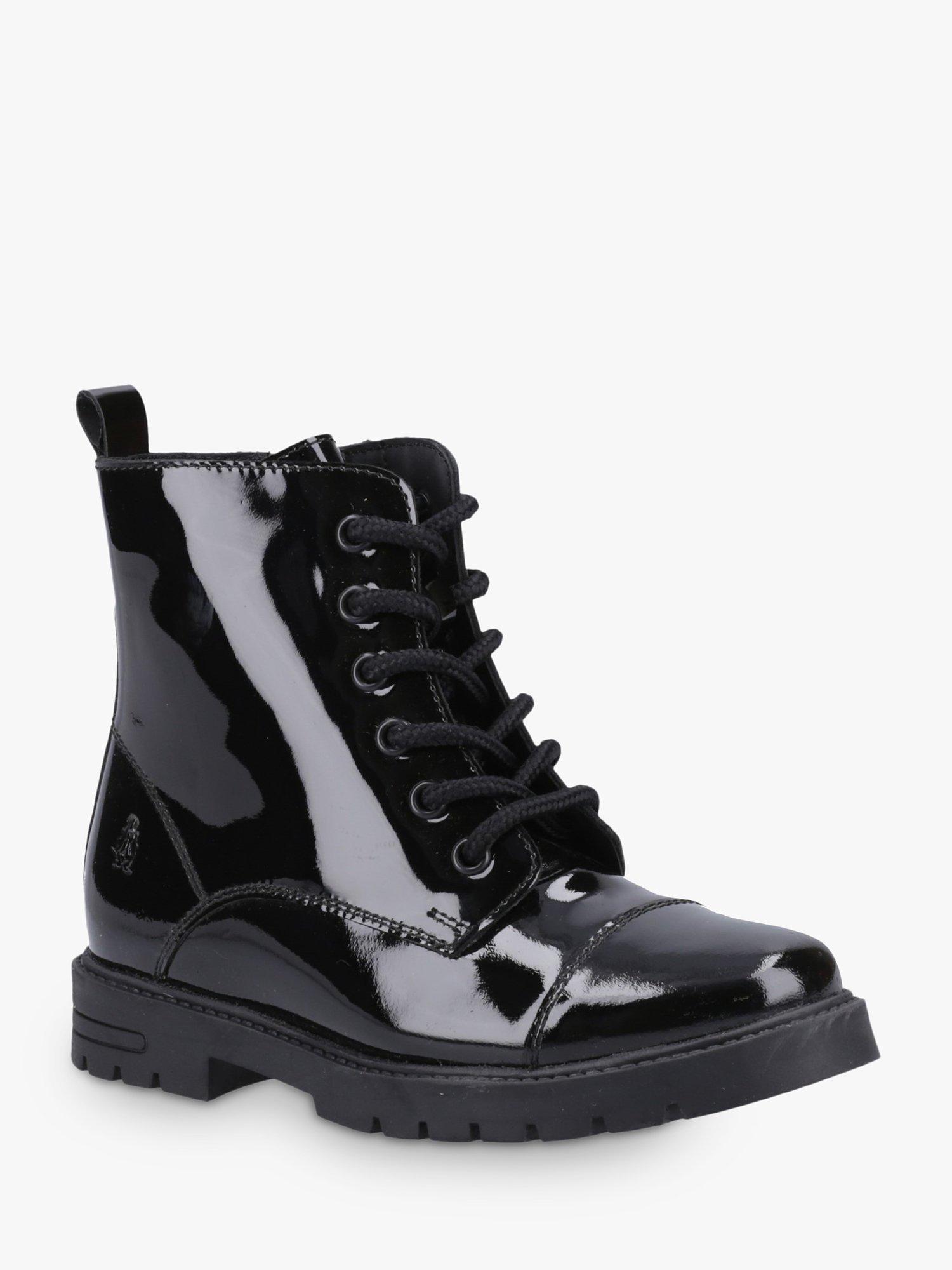 Product image 2 of 4, which shows Hush Puppies Kids' Lauren Junior Patent Leather Boots, Black, 1