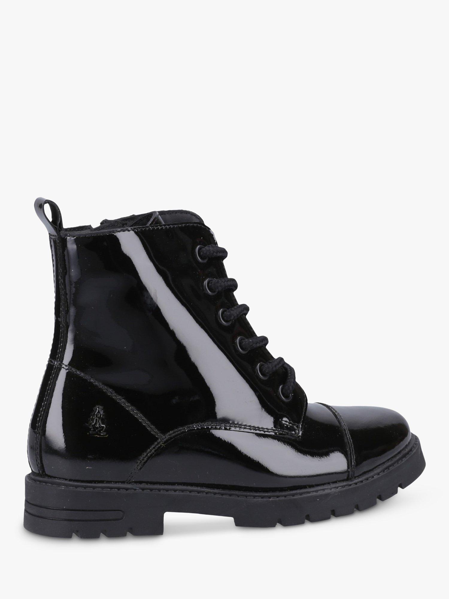 Product image 3 of 4, which shows Hush Puppies Kids' Lauren Junior Patent Leather Boots, Black, 1