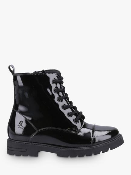 Hush Puppies Kids' Lauren Senior Patent Leather Boots, Black, Black