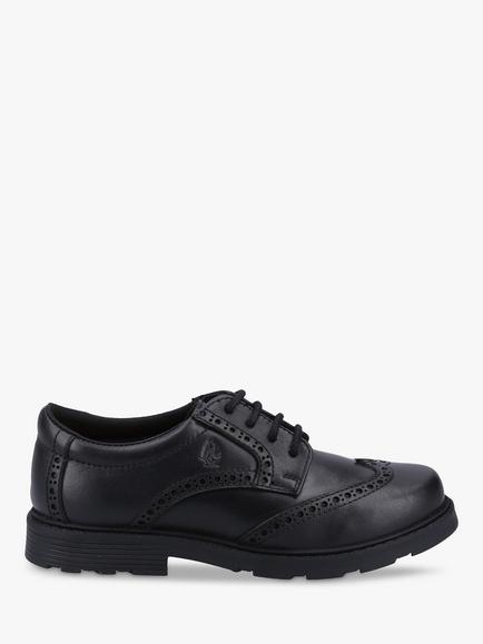 Hush Puppies Kids' Jacob Senior Leather Lace Up School Shoes, Black, Black
