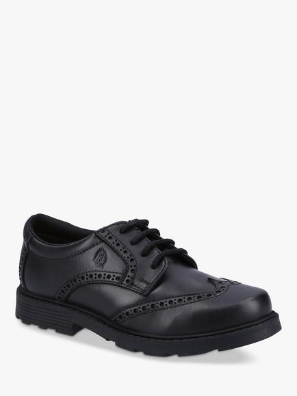 Hush Puppies Kids' Jacob Senior Leather Lace Up School Shoes, Black - view 2, Black