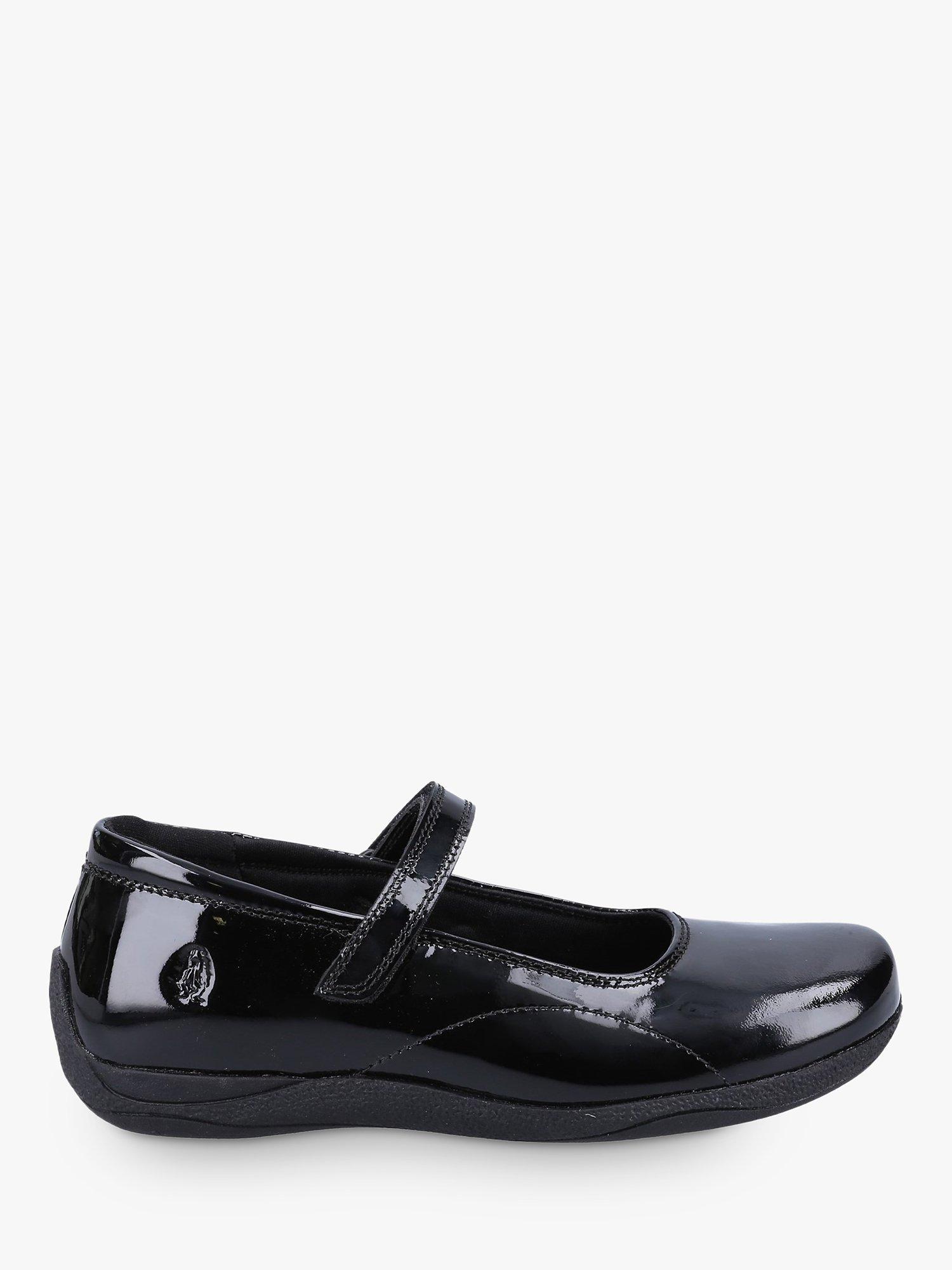 Product image 1 of 4, which shows Hush Puppies Aria Patent School Shoes, Black, 3