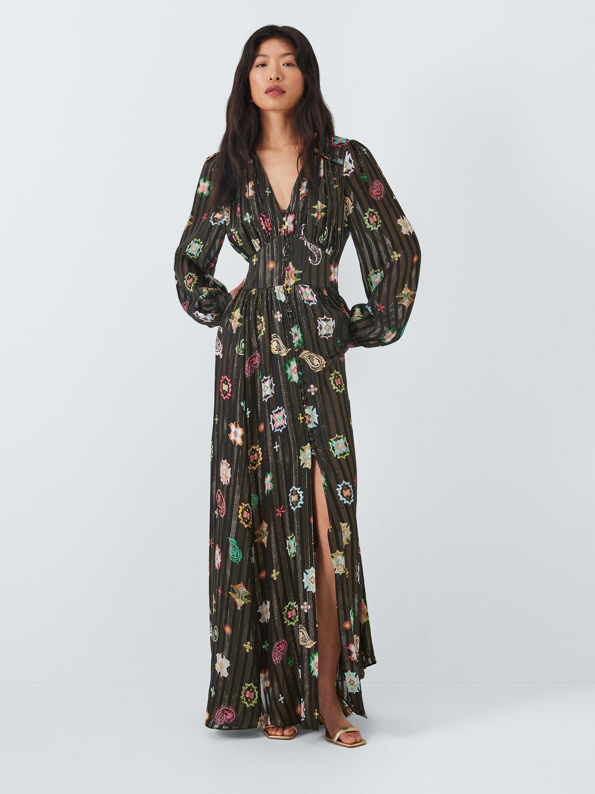 Hayley Menzies Esmerelda Mosaic Print Silk Blend Maxi Dress, Black/Multi