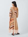 Hayley Menzies Leopard Mixed Panel Print Silk Maxi Dress, Terracotta/Multi