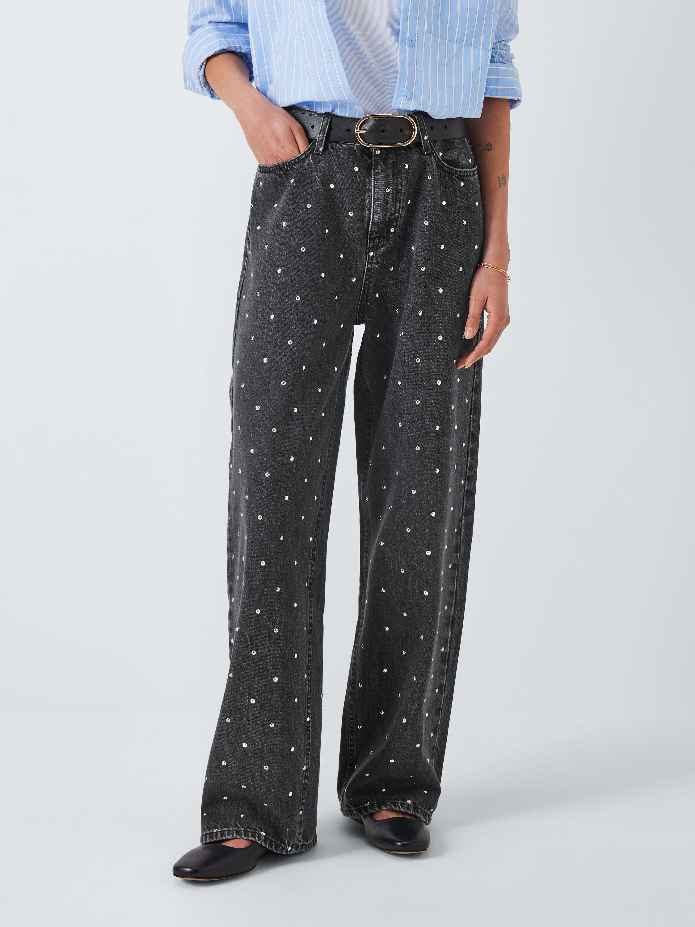 Hayley Menzies Studded Boyfriend Jeans, Washed Black