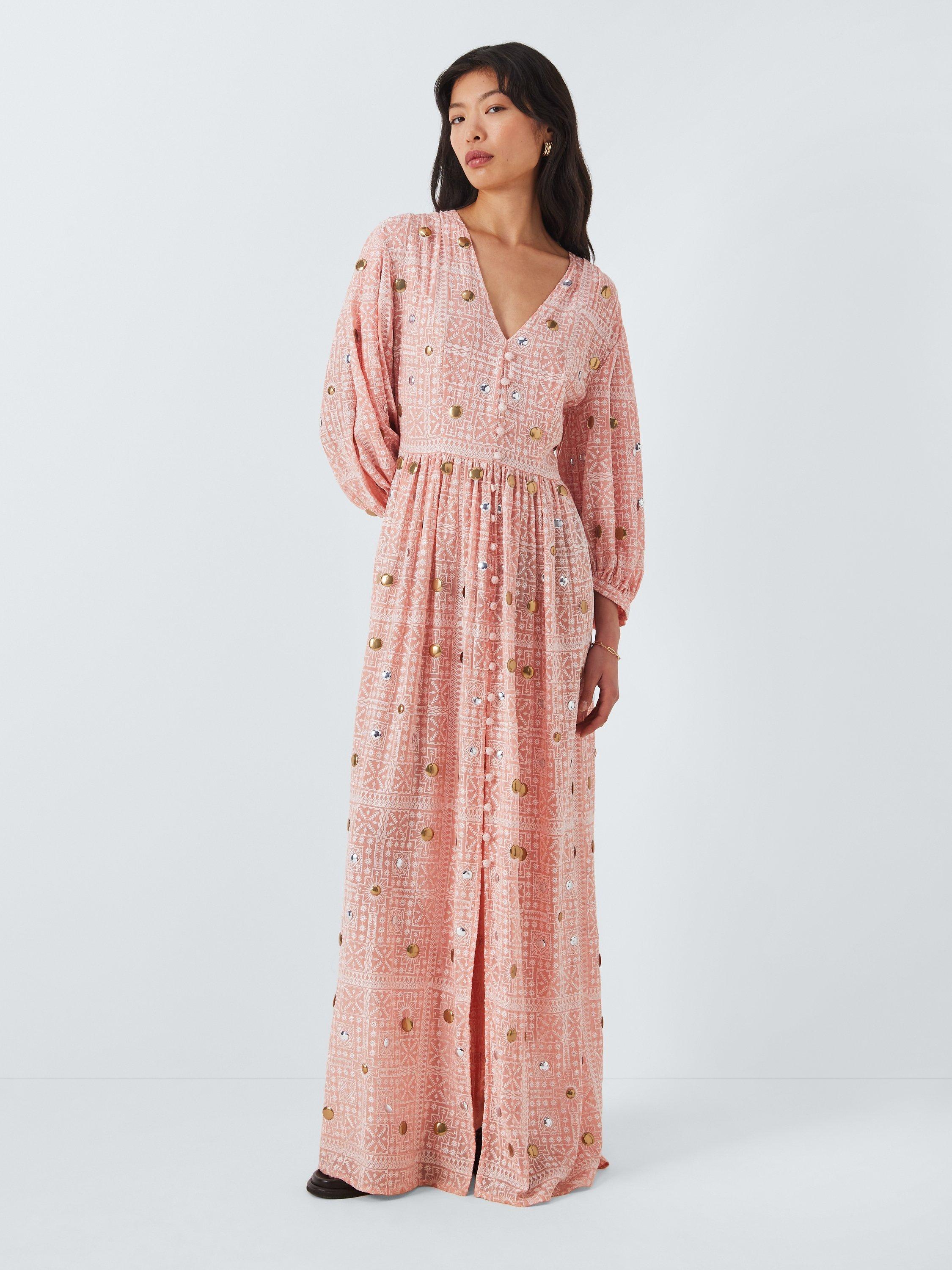 Hayley Menzies Gitana Embellished Maxi Dress, Rose/Multi