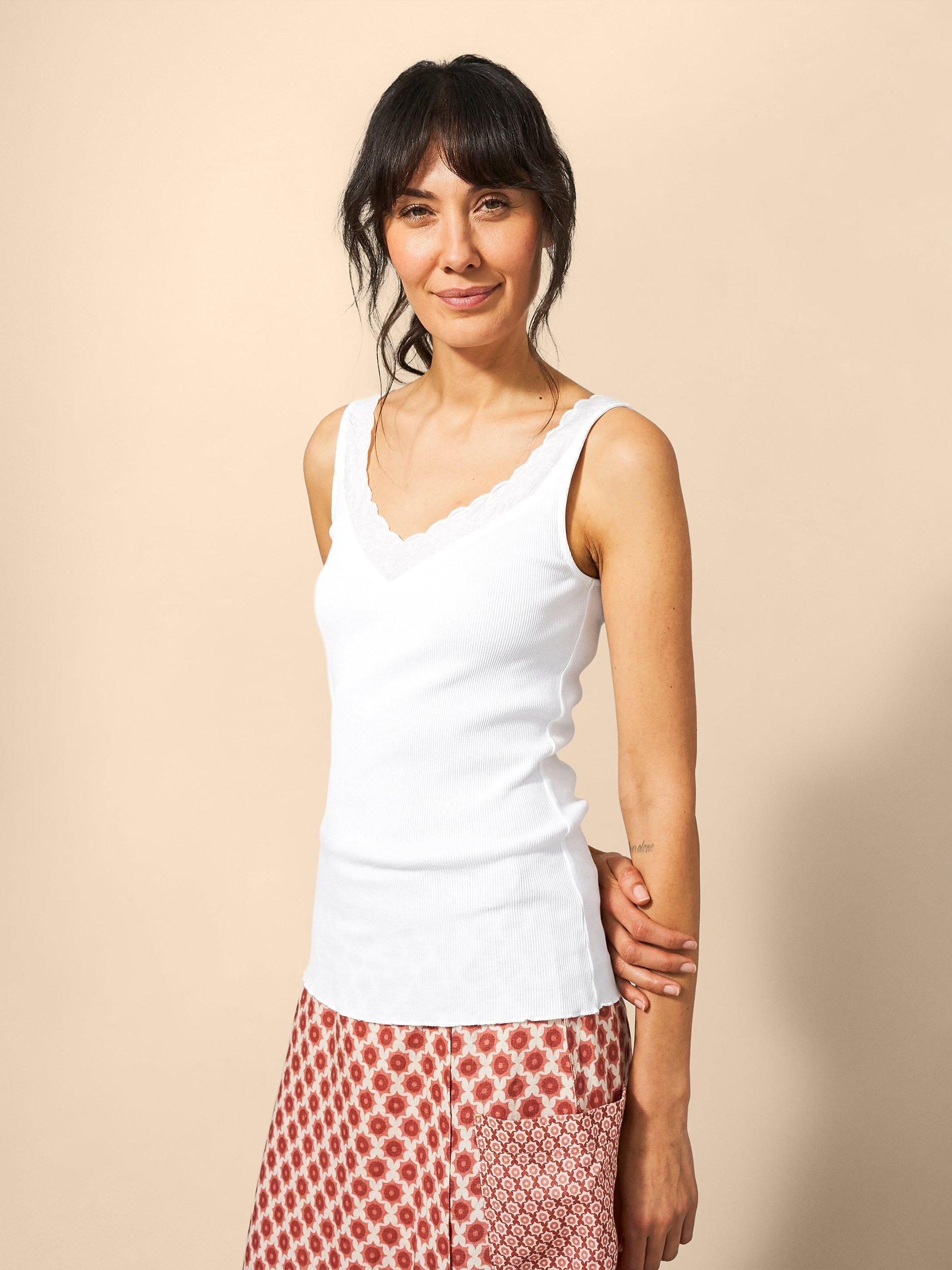 Product image 1 of 7, which shows White Stuff Seabreeze Embroidered Vest, White, 6