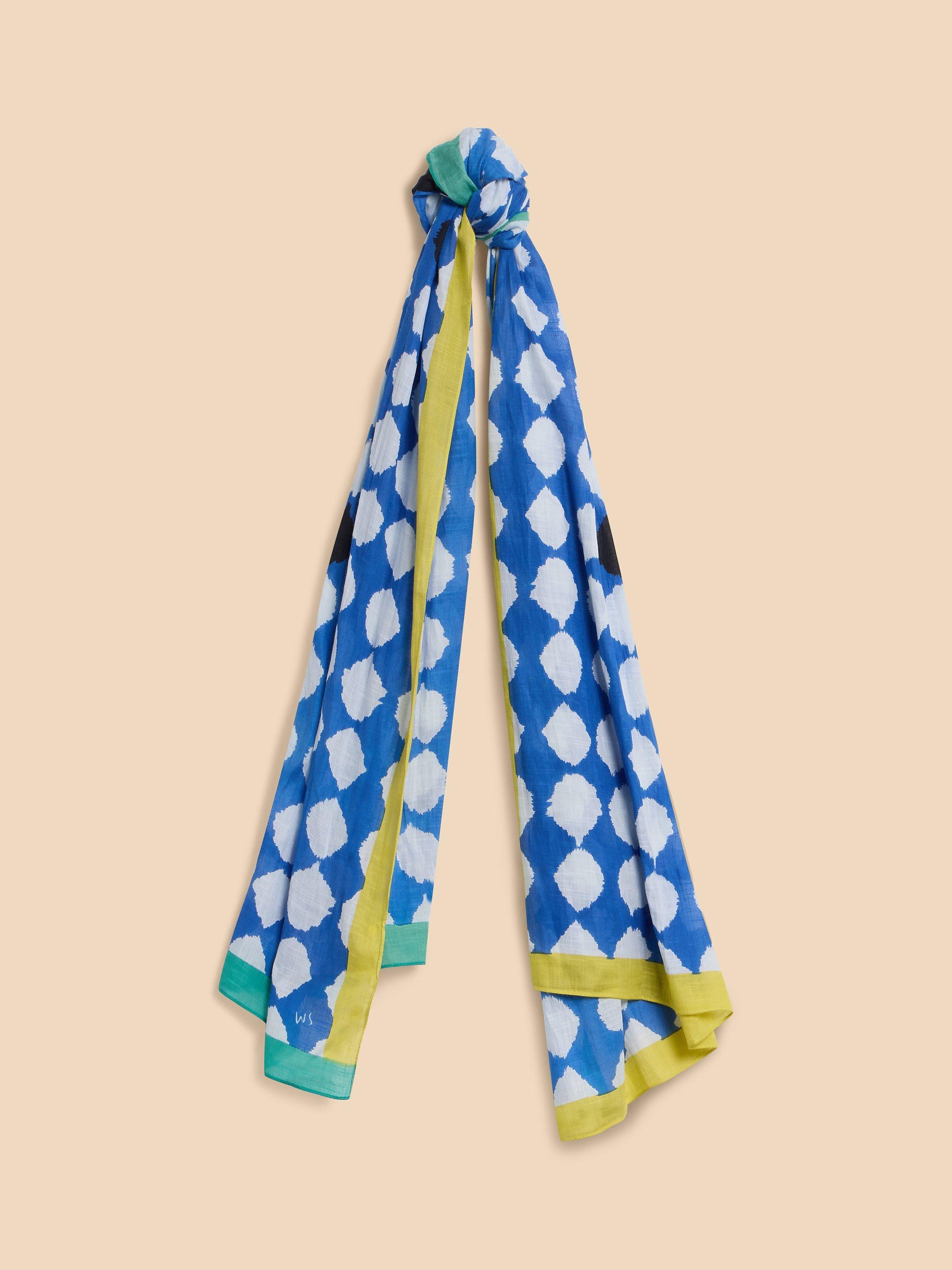 White Stuff Spot Ecovero Blend Scarf, Blue/Multi