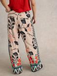 White Stuff Lucy Print Linen Blend Trousers, Multi