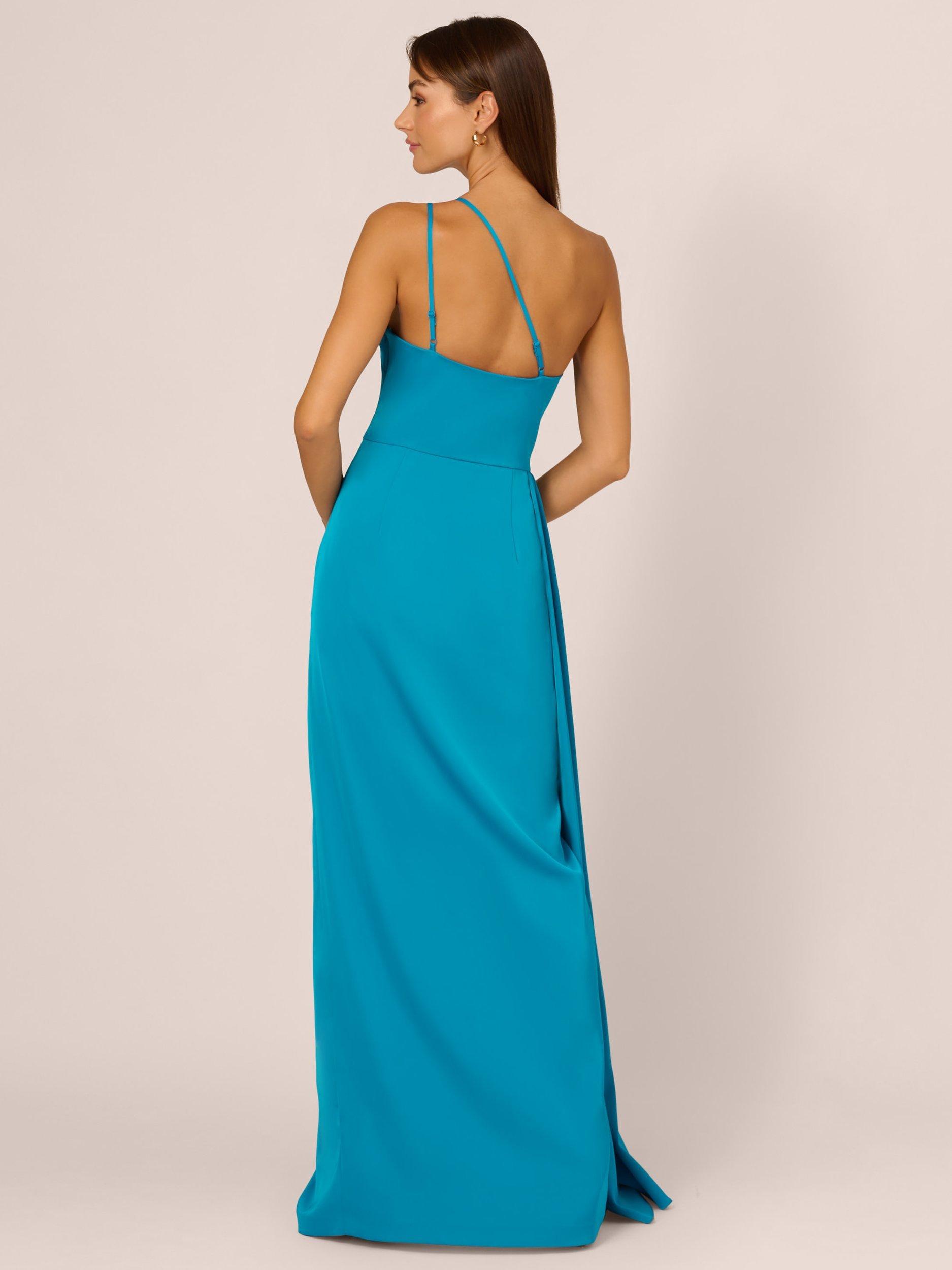 Adrianna by Adrianna Papell One Shoulder Stretch Satin Maxi Dress Dazzling Ocean