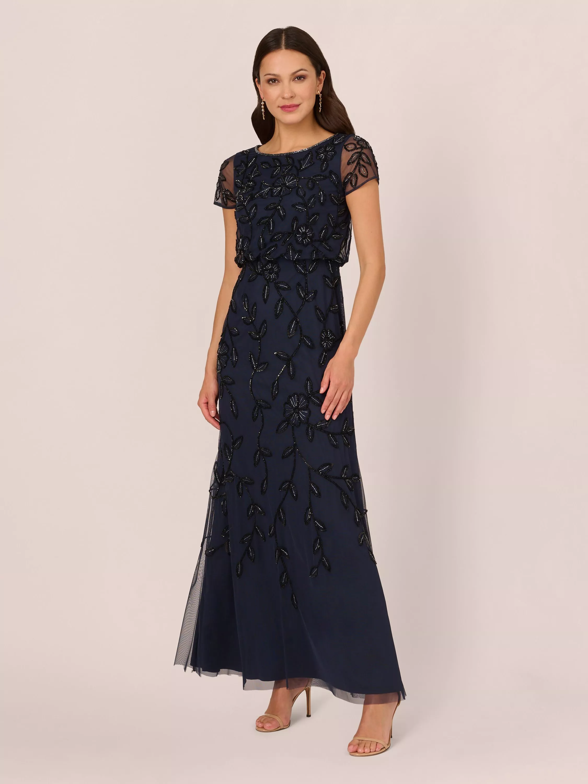 Adrianna papell blouson cowlneck gown best sale