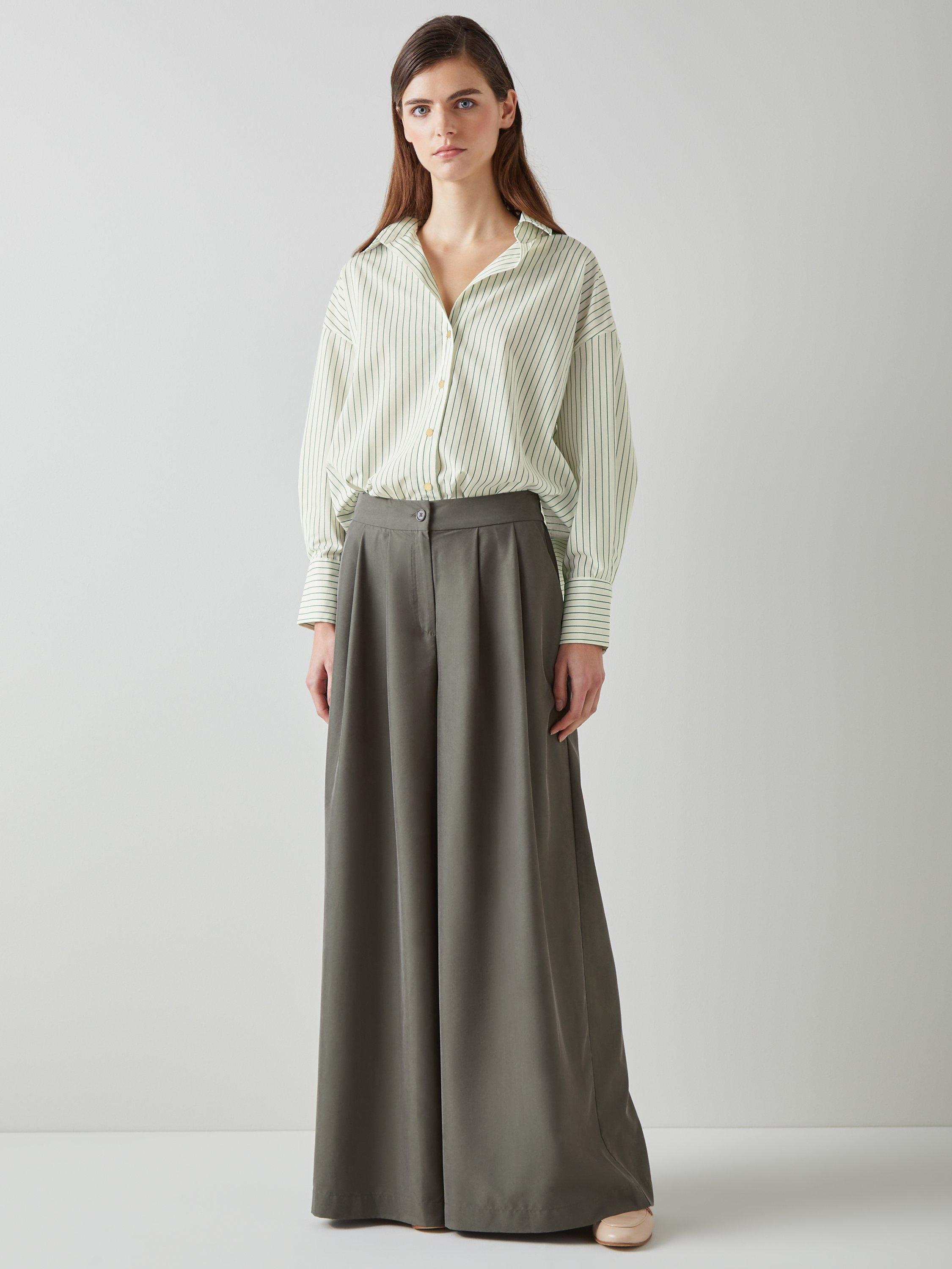 L.K.Bennett Bextor Relaxed Striped Shirt, Green/Cream