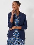 Crew Clothing Linen Blend Longline Blazer, Navy Blue