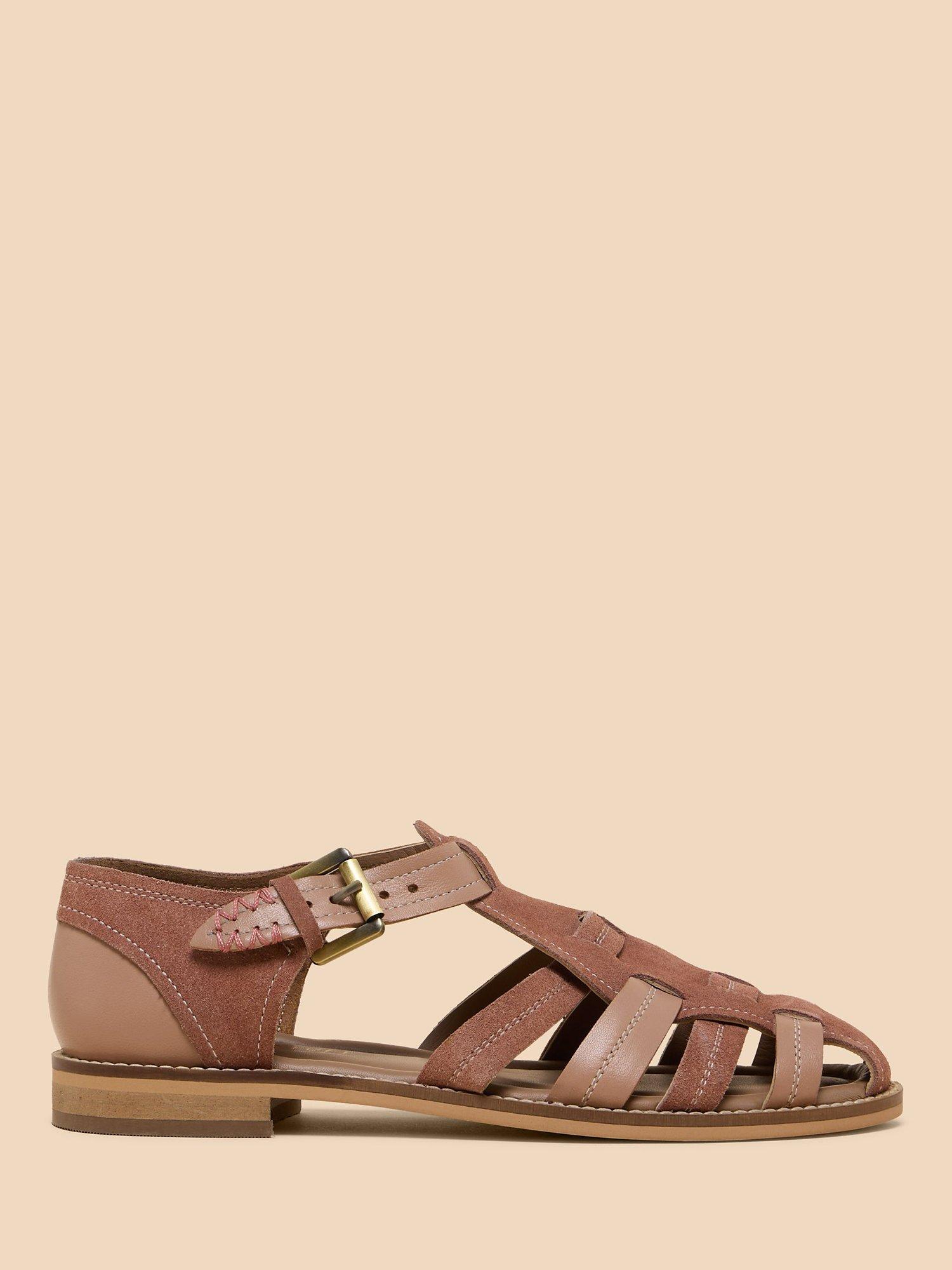 White Stuff Leather Floral Sandals, Light Pink, 3