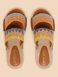 White Stuff Belflower Raffia Mule Sandals, Natural/Multi