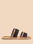 White Stuff Raffia Belflower Mules, Black/Multi