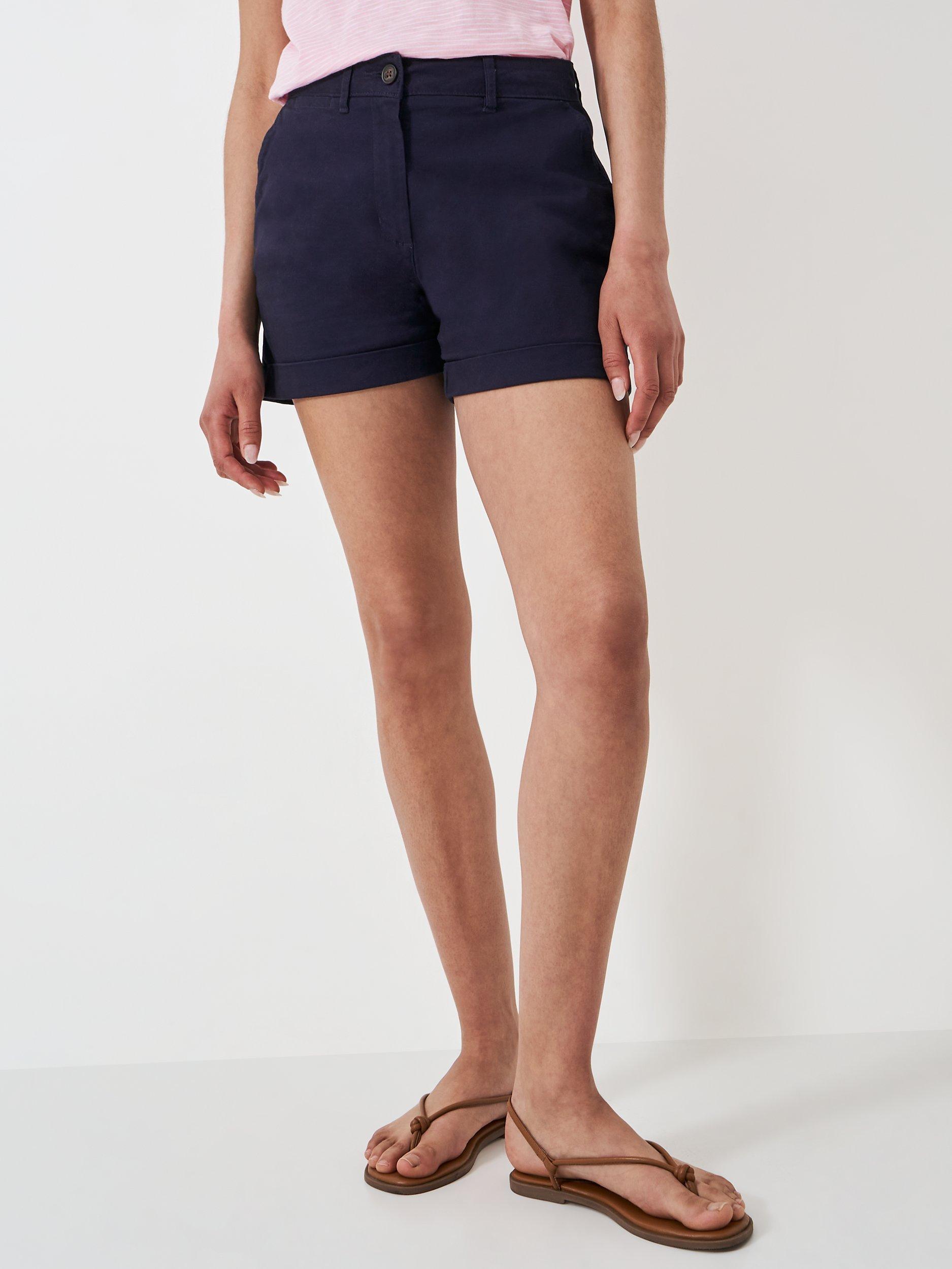Crew Clothing Turn Up Chino Shorts, Navy Blue