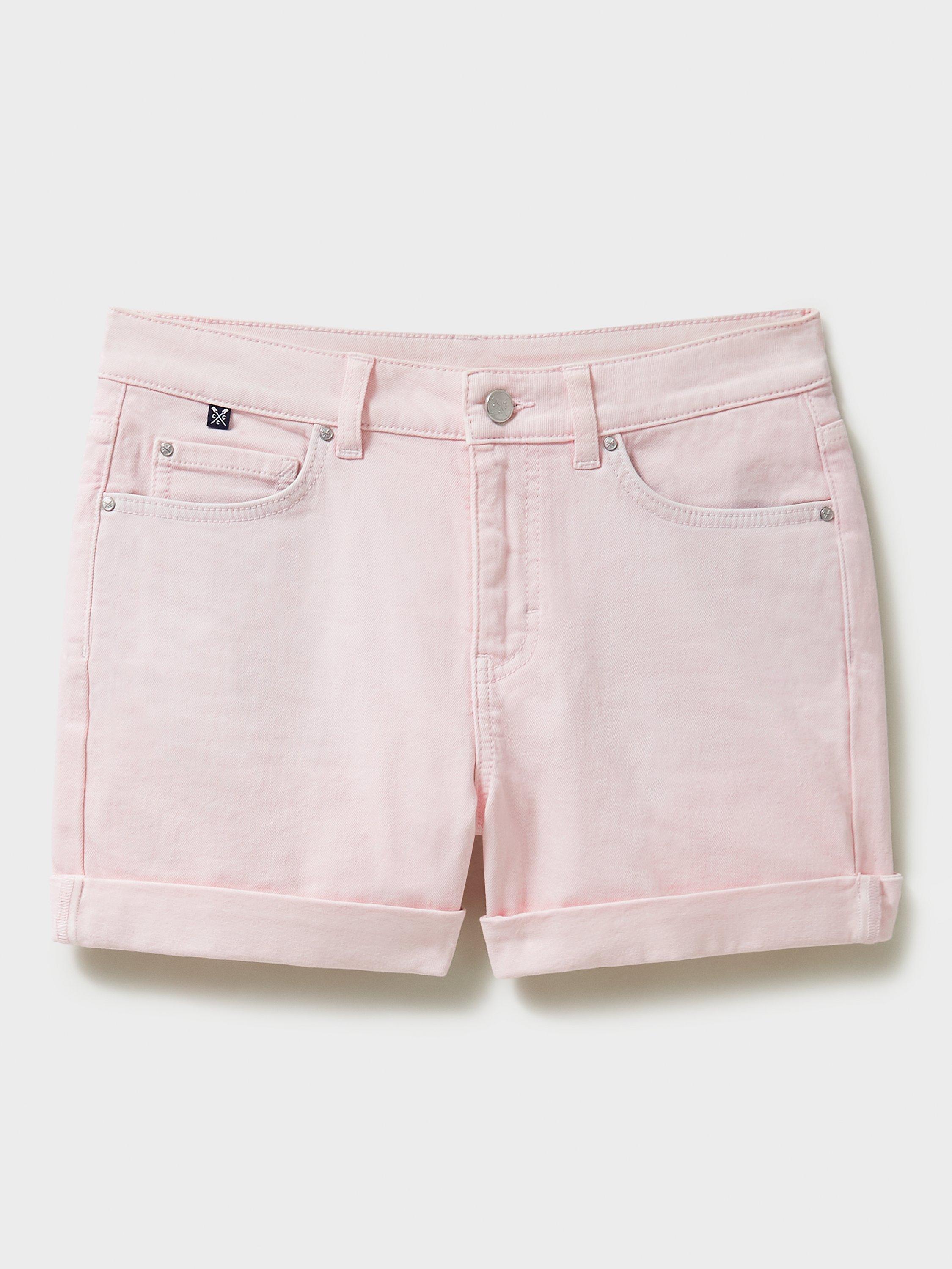 Crew Clothing Turn Up Denim Shorts, Light Pink, 8