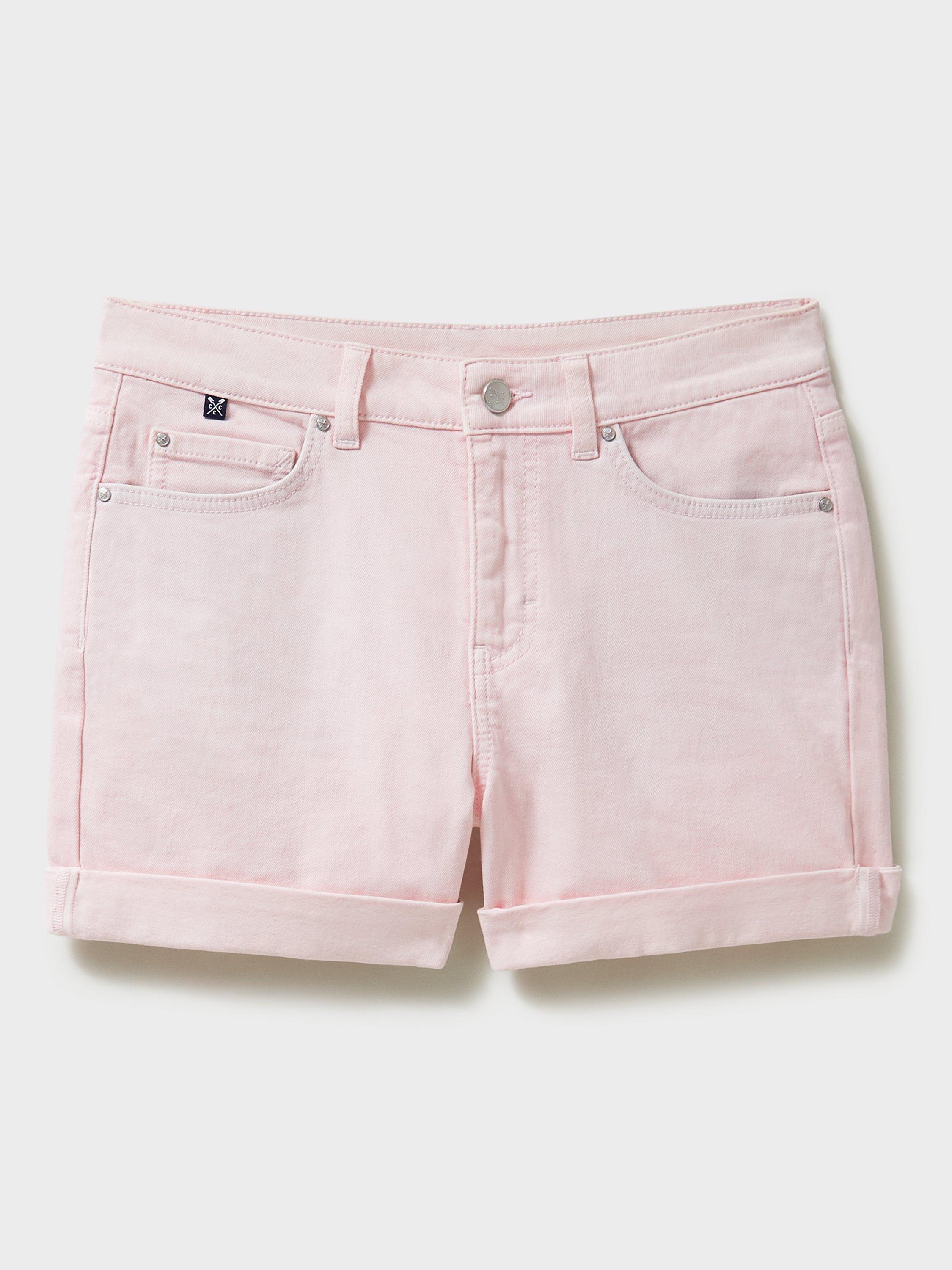 Crew Clothing Turn Up Denim Shorts, Light Pink, 8