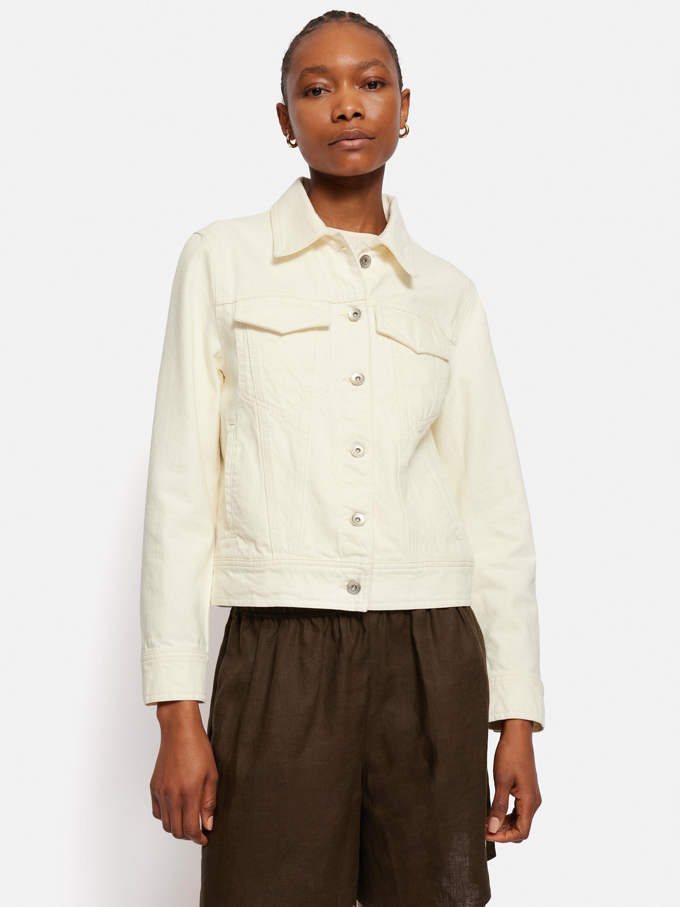Jigsaw Cotton Denim Jacket, Ecru