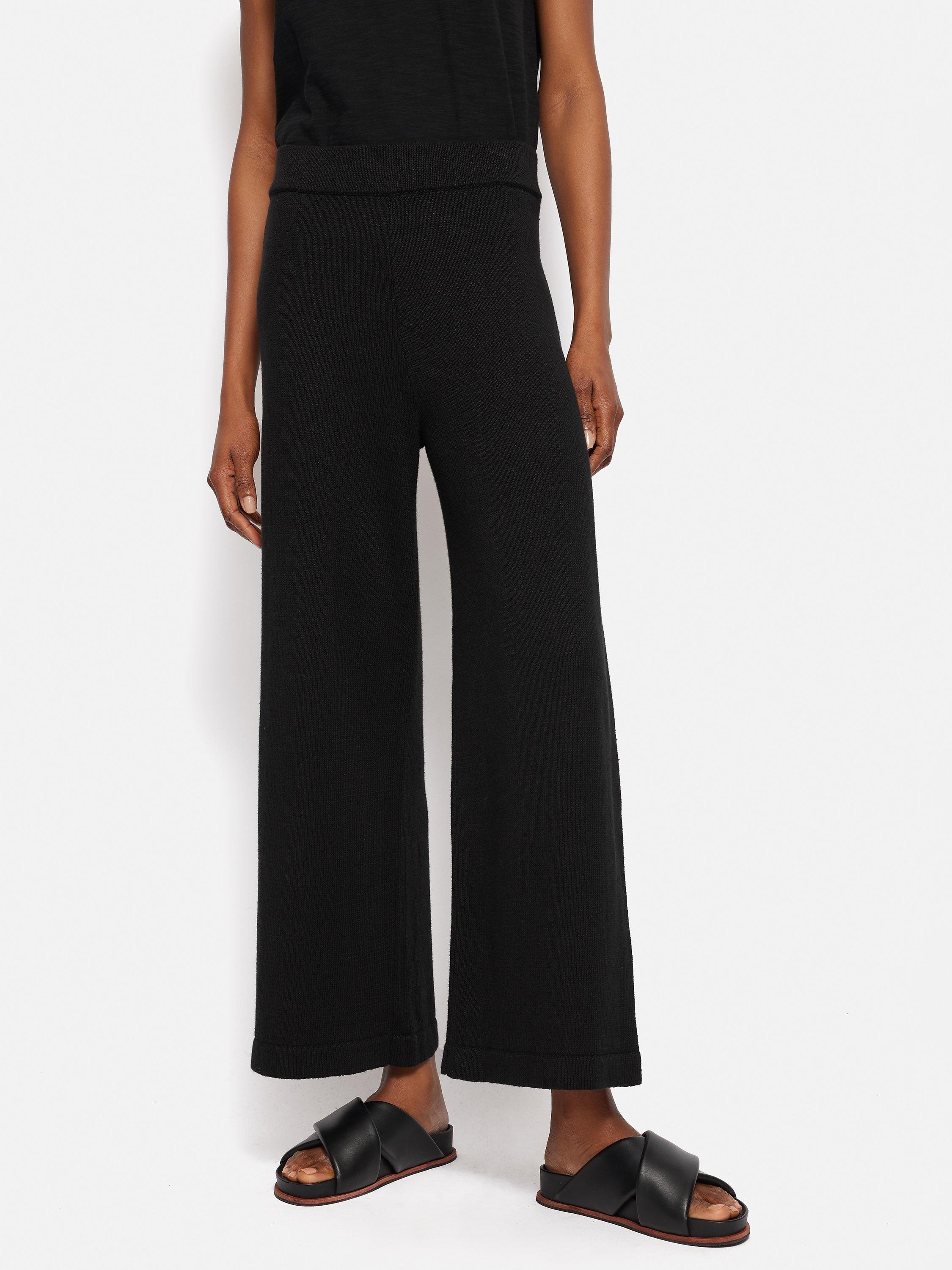 Jigsaw Linen Cotton Blend Knitted Pull-On Trousers, Black
