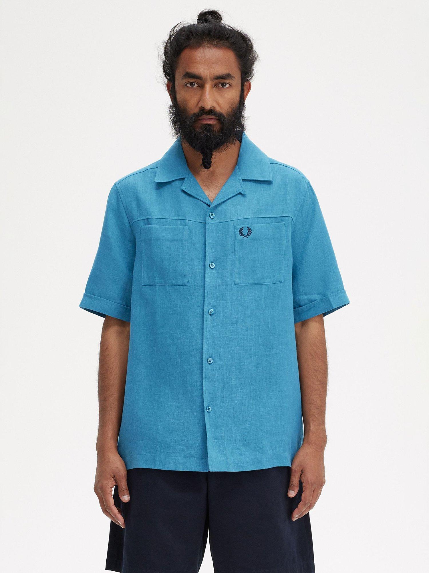 Fred Perry Cotton Regular Fit Logo Shirt U46 Runaway Ocean