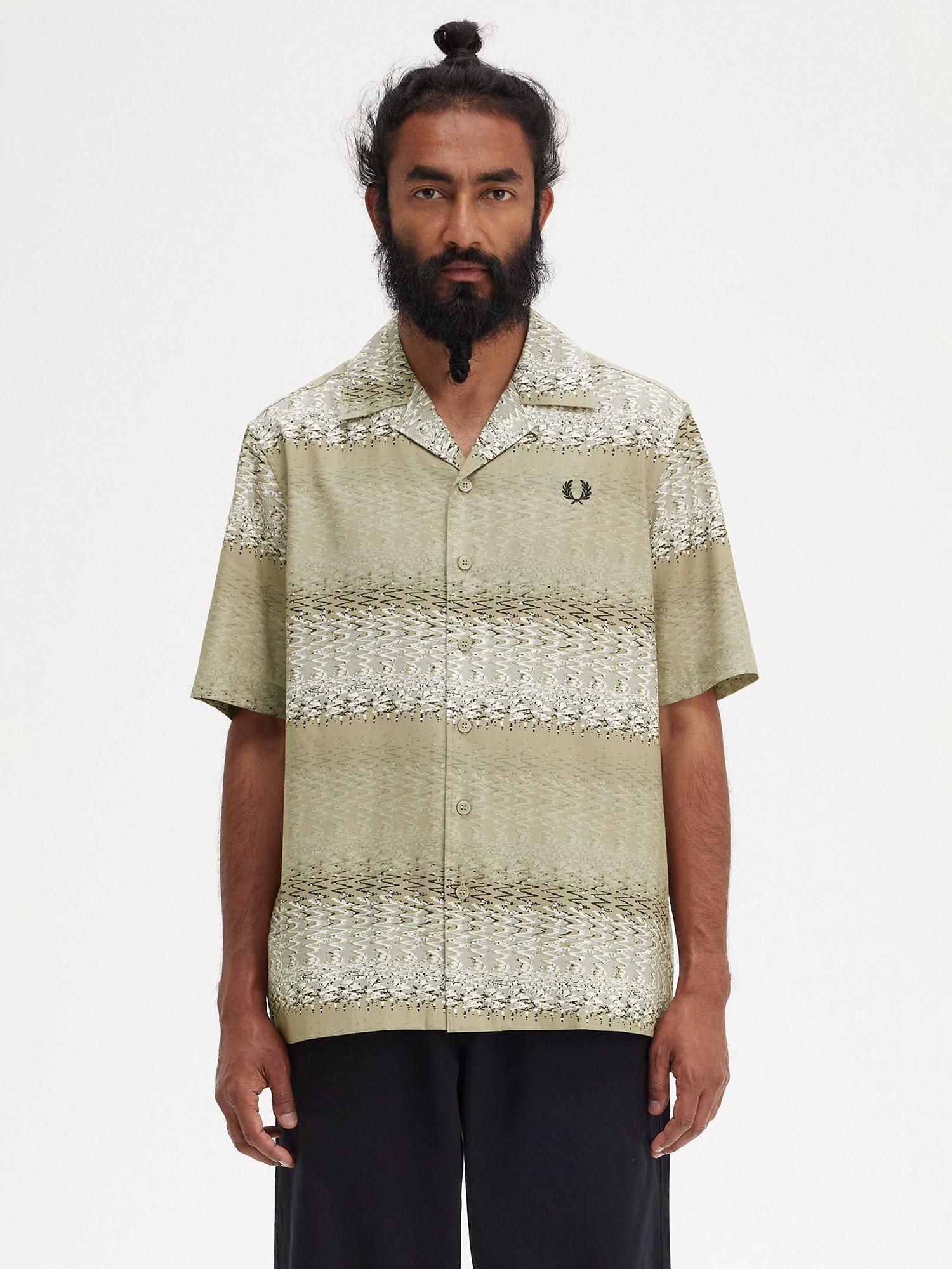 Fred Perry Short Sleeve Print Shirt Grey Multi