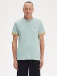 Fred Perry Stripe Cuff T-Shirt, Silver Blue